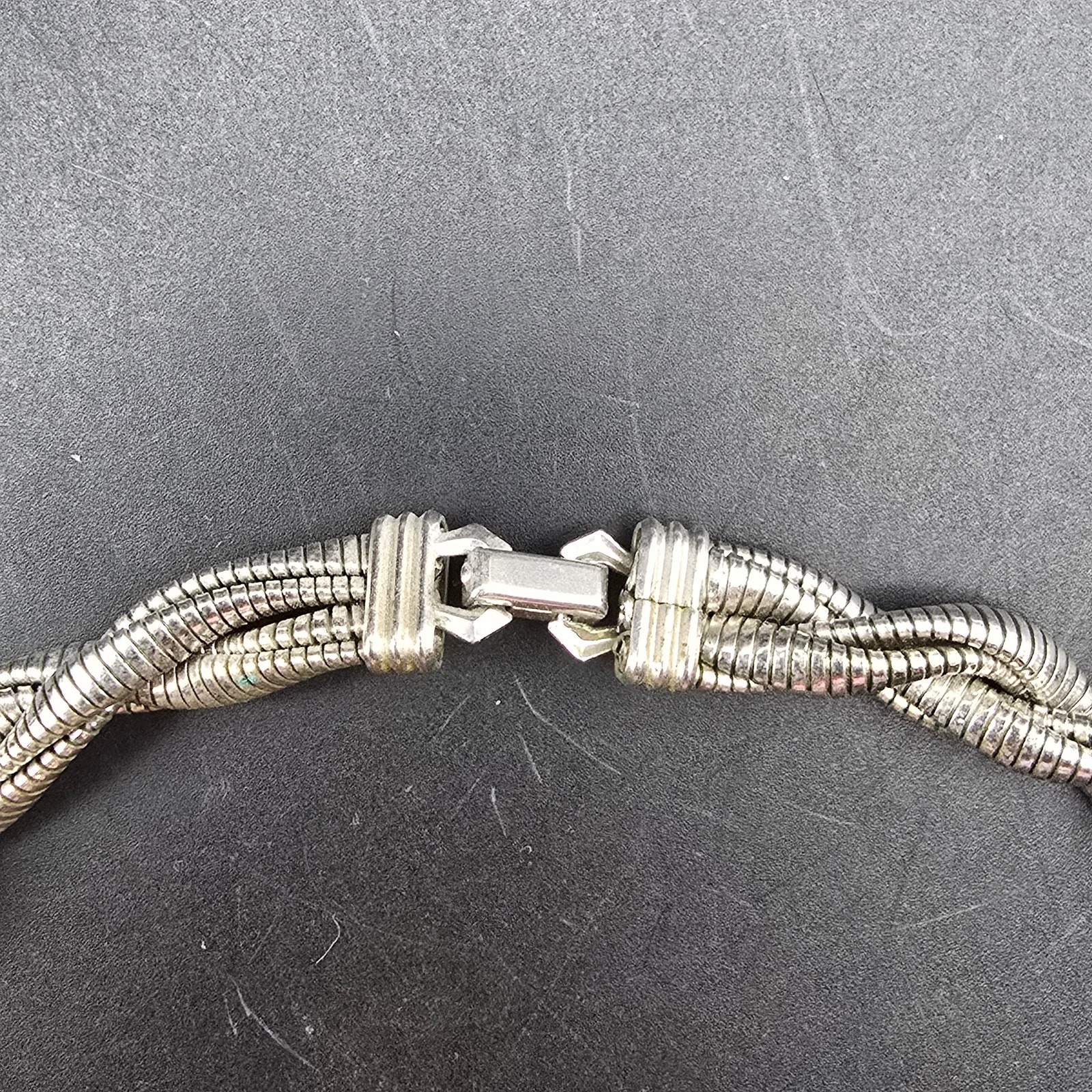Silver Tone Twisted Chain Collar Necklace Vintage Costume Jewelry