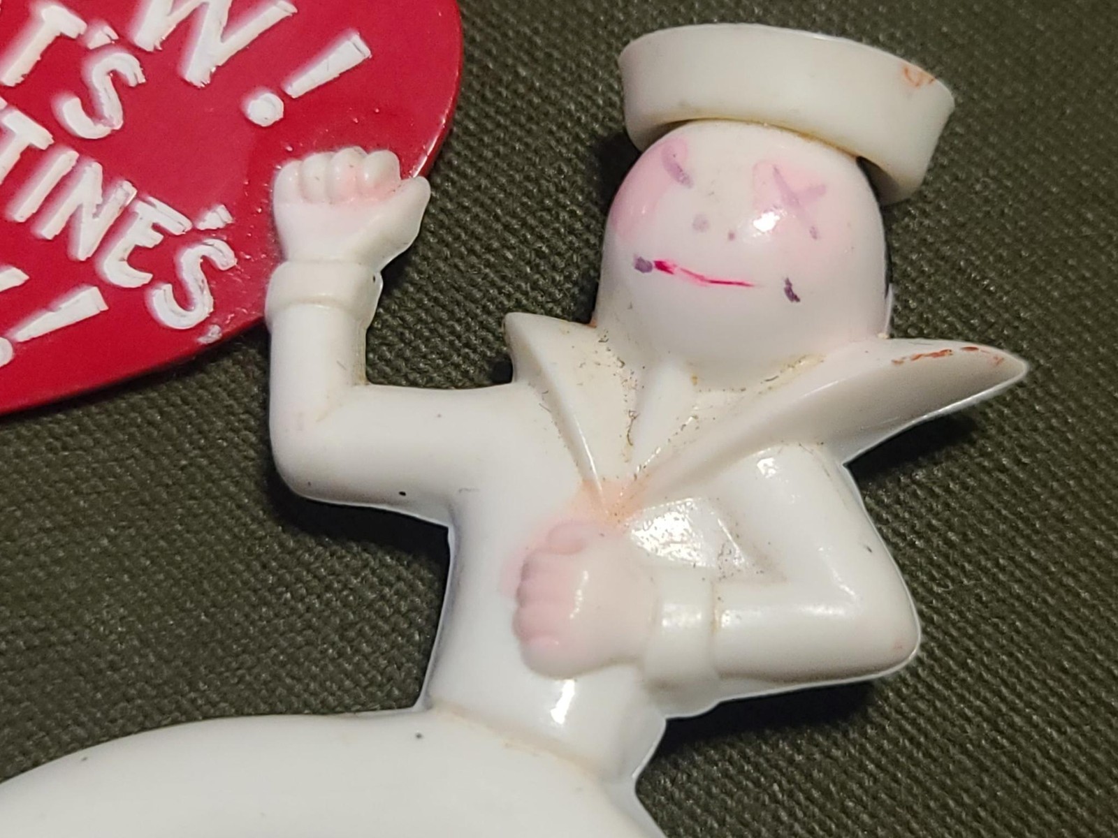 Vintage 1940s Valentine’s Day Sailor Pin WWII Novelty Brooch US Navy Sweetheart