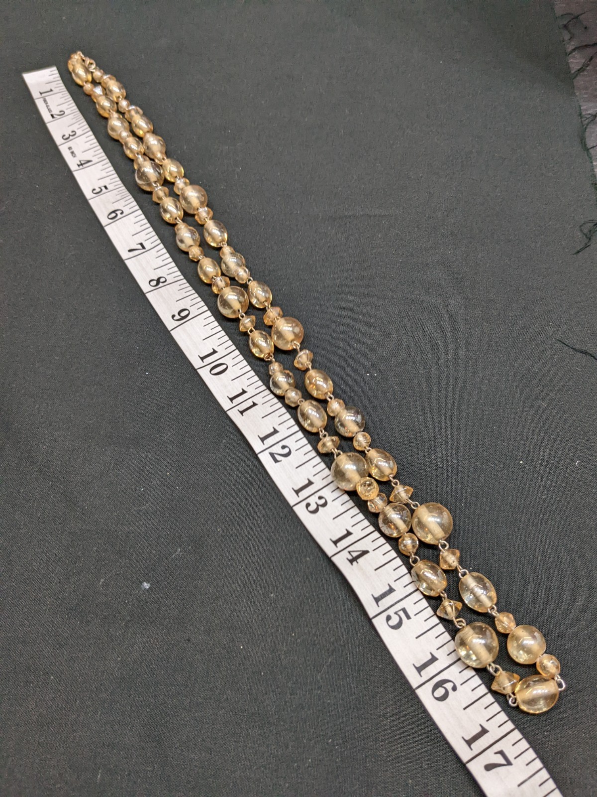 Vintage Champagne Glass Bead Necklace Chunky 70s 80s Gold Tone Long Retro ~34″