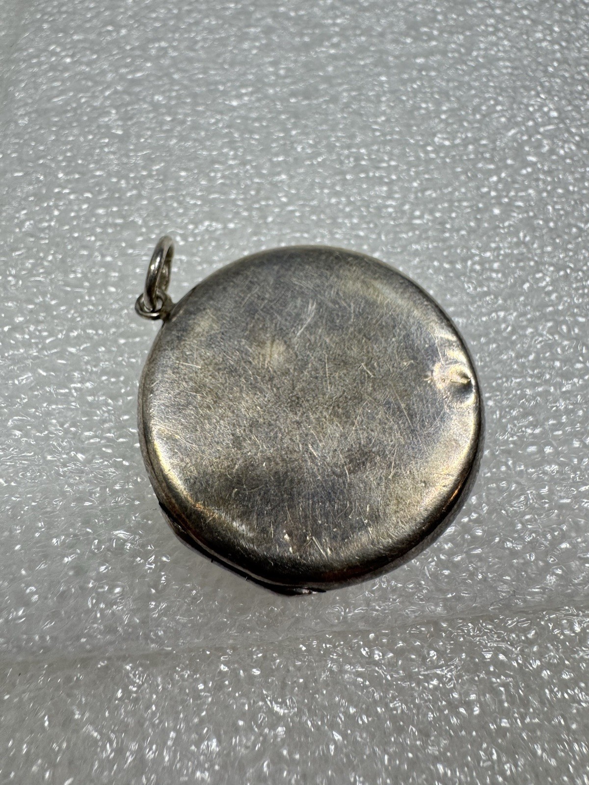 Antique Sterling Silver Art Nouveau Repousse Lady Crescent Moon & Stars Locket