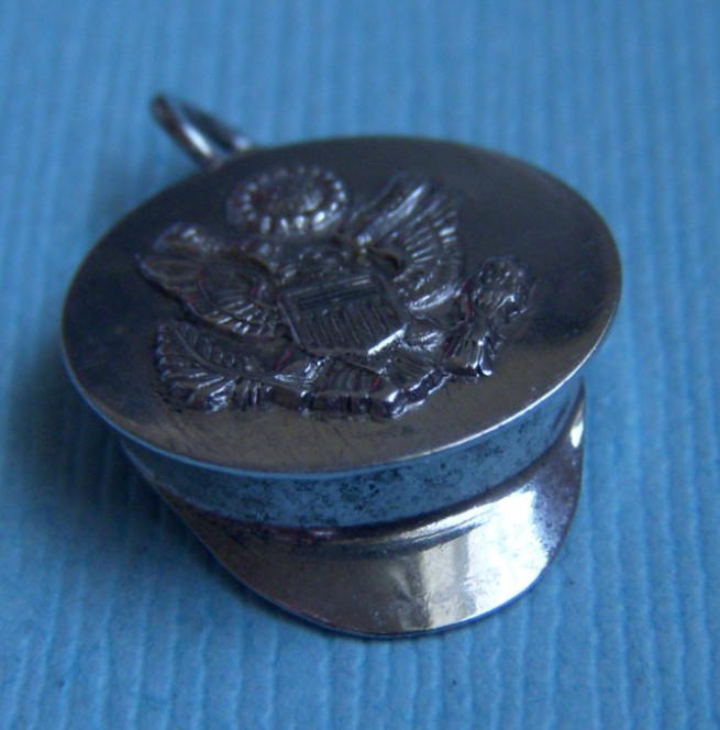 Vintage United States Army military cap hat sterling charm