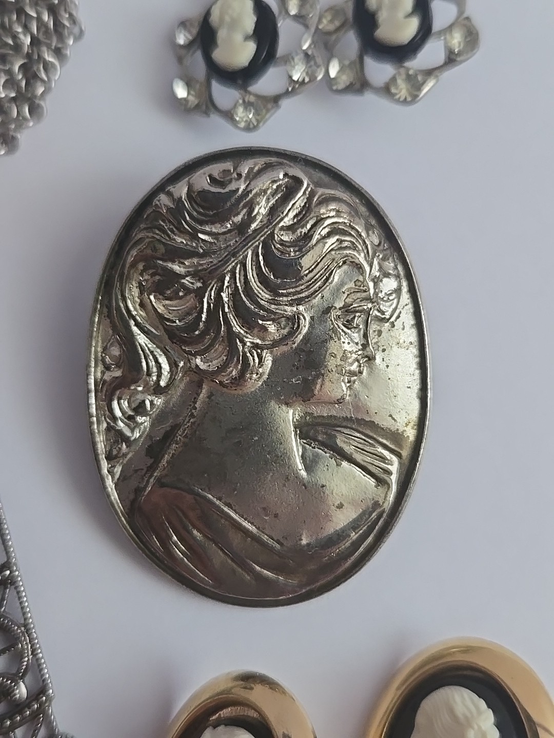Vtg Modern Resin Cameo Pins Brooch Pendant Necklace Earrings Lot