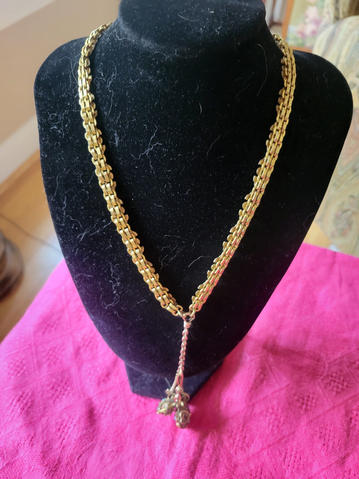 Antique Victorian Gold Filled Book Chain With Etruscan Charms OOAK