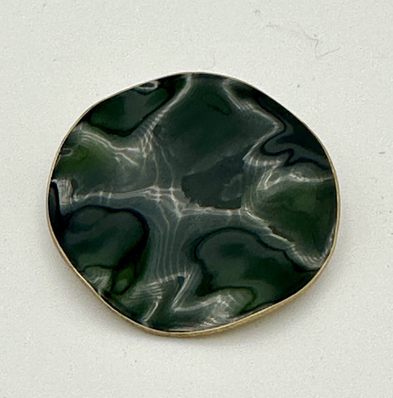 Pilgrim Brooch “Emerald Green” Enamel Pin Metal Backing Wavy From Denmark 1.5”