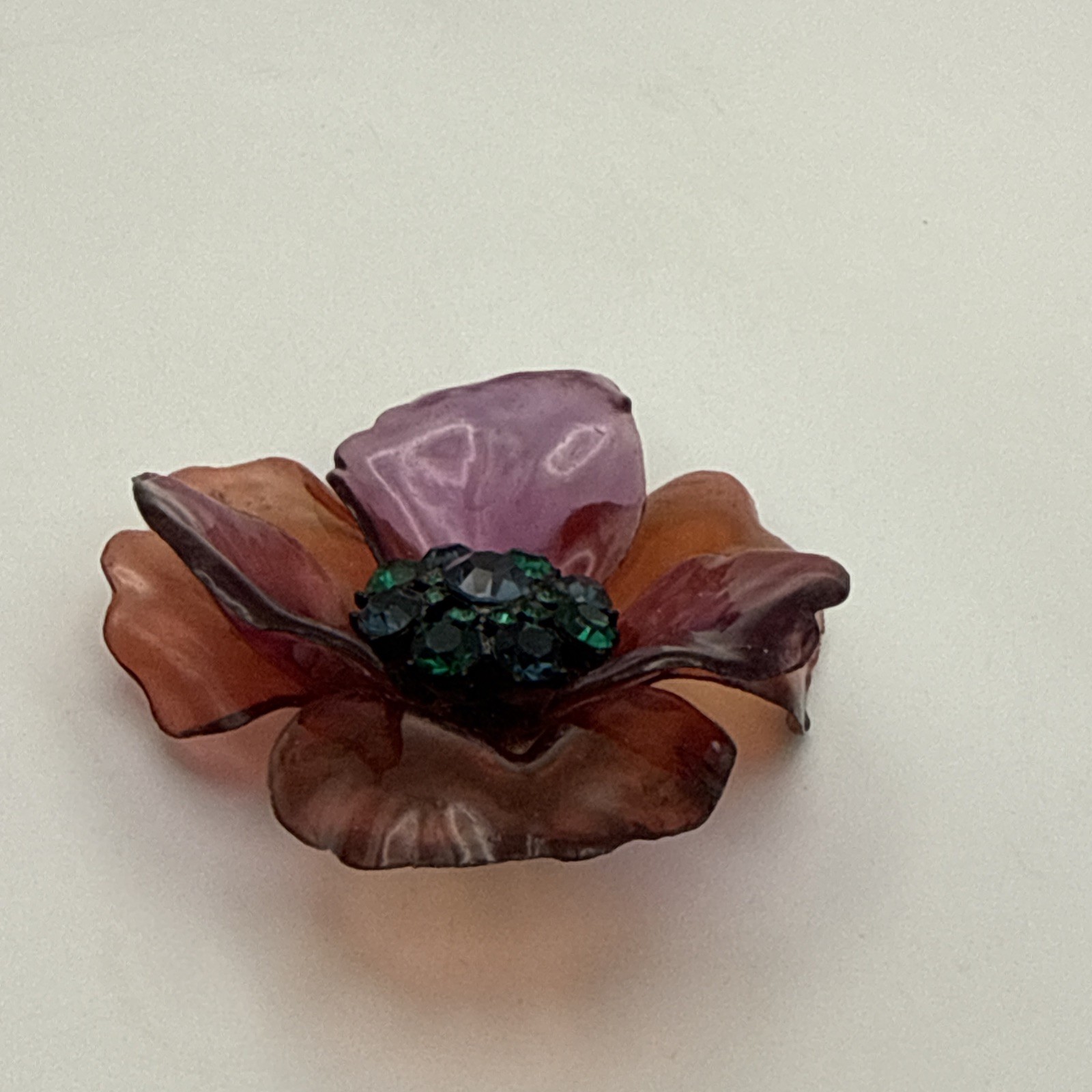 Vintage Rhinestone Celluloid Acetate 3-D Flower Pin And Butterfly Hair Clip