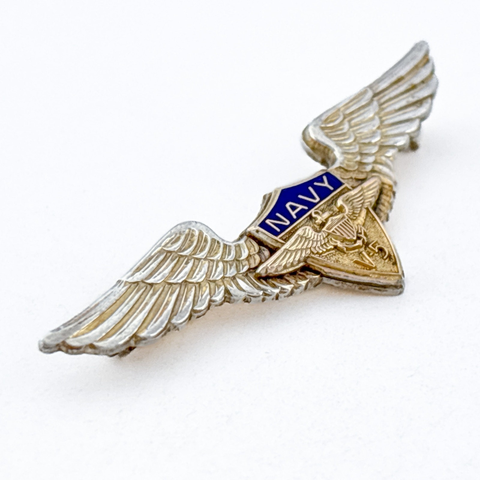 Vintage Gold-FilledSterling Silver 925 Navy V5 Pilot Wing Brooch