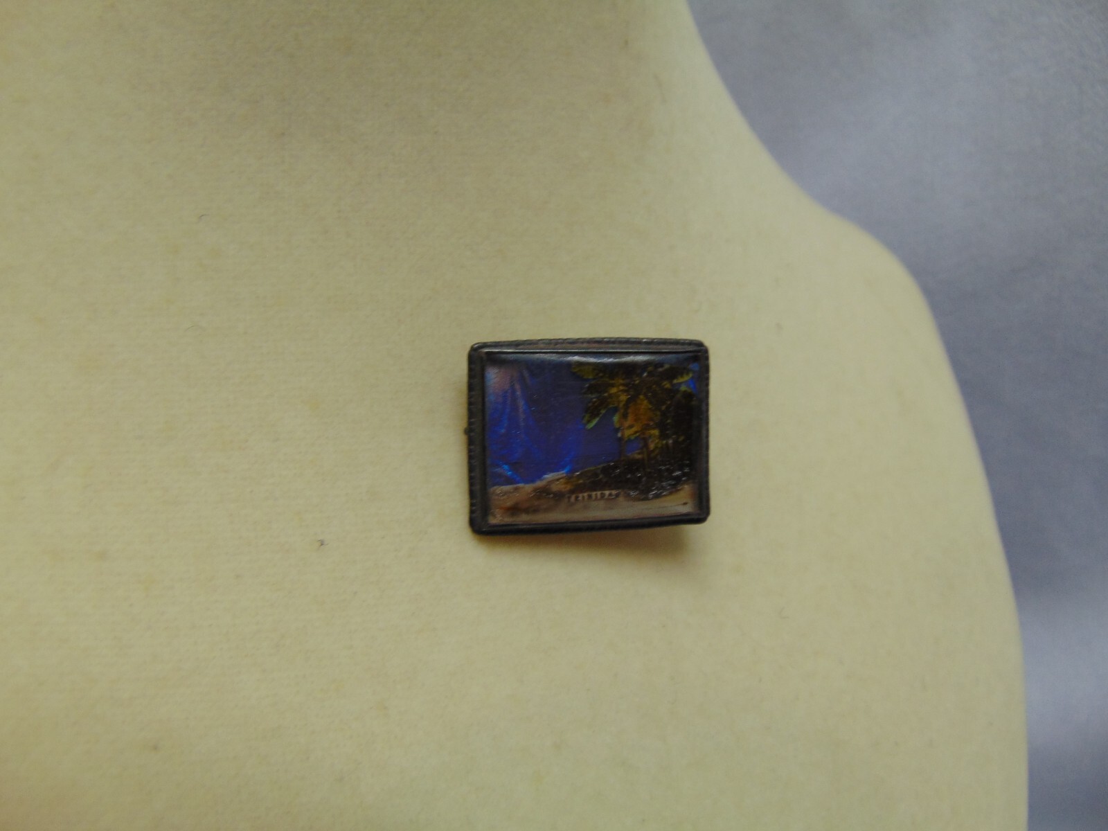 Art Deco Jewelry Brooch Vintage sterling Pin Trinidad beach blue enamel England