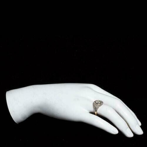 Art Deco Style Round Lab-Created Diamond Wedding 14K Yellow Gold FN Women’s Ring