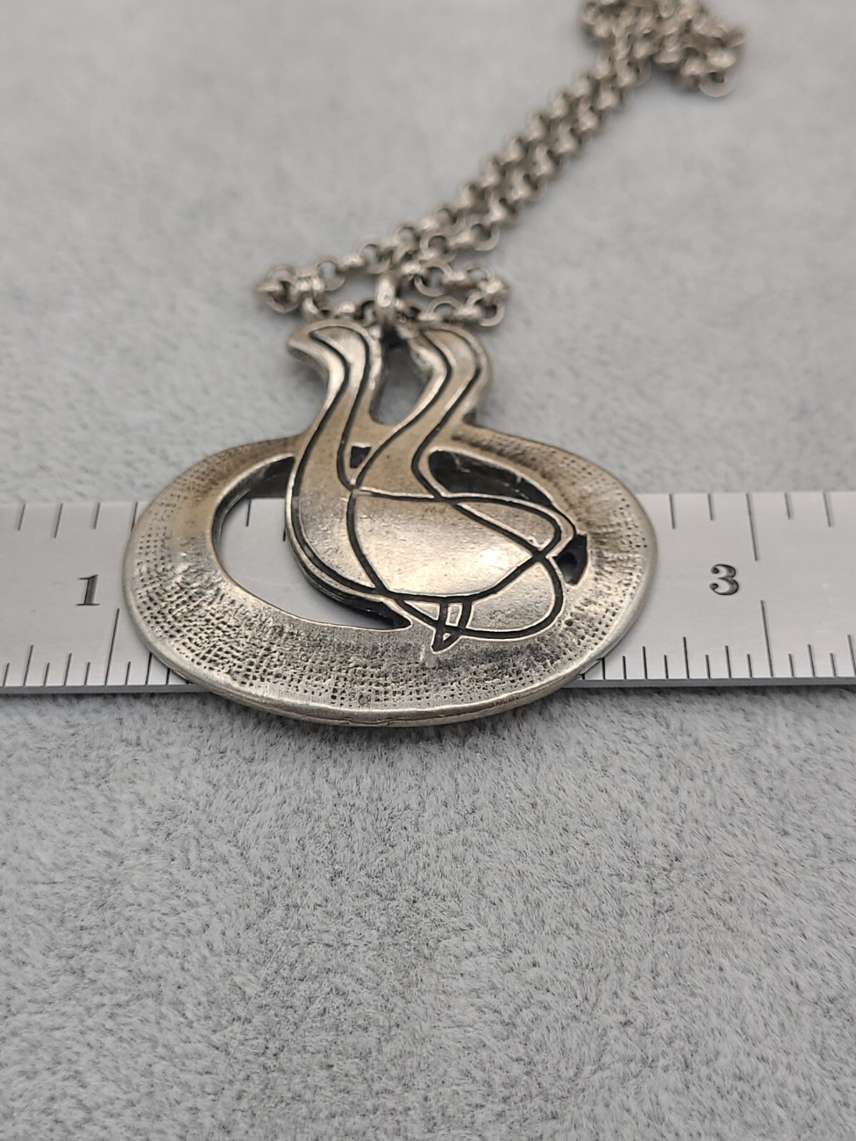 Vintage Eivind Hillestad Norway Pewter Signed EH Pendant Necklace 1960’s