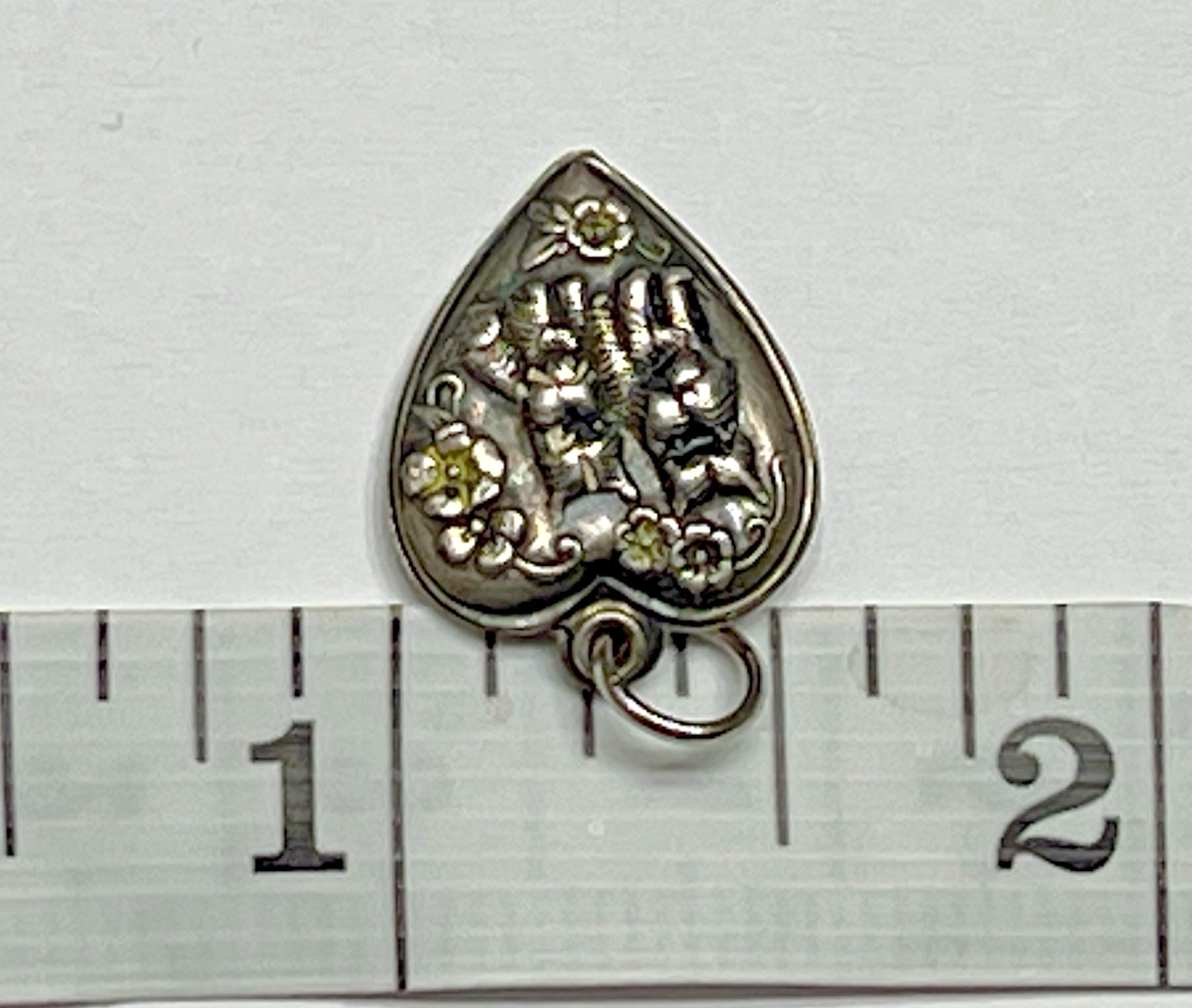Sterling Silver Dog Heart Charm Pendant Vintage Antique Puffy Scottie Dogs 925