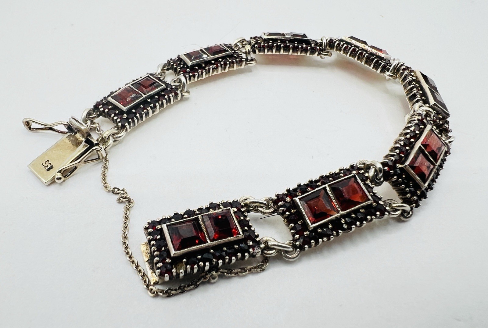 Vintage 835 Silver & Garnet Trachten Bracelet