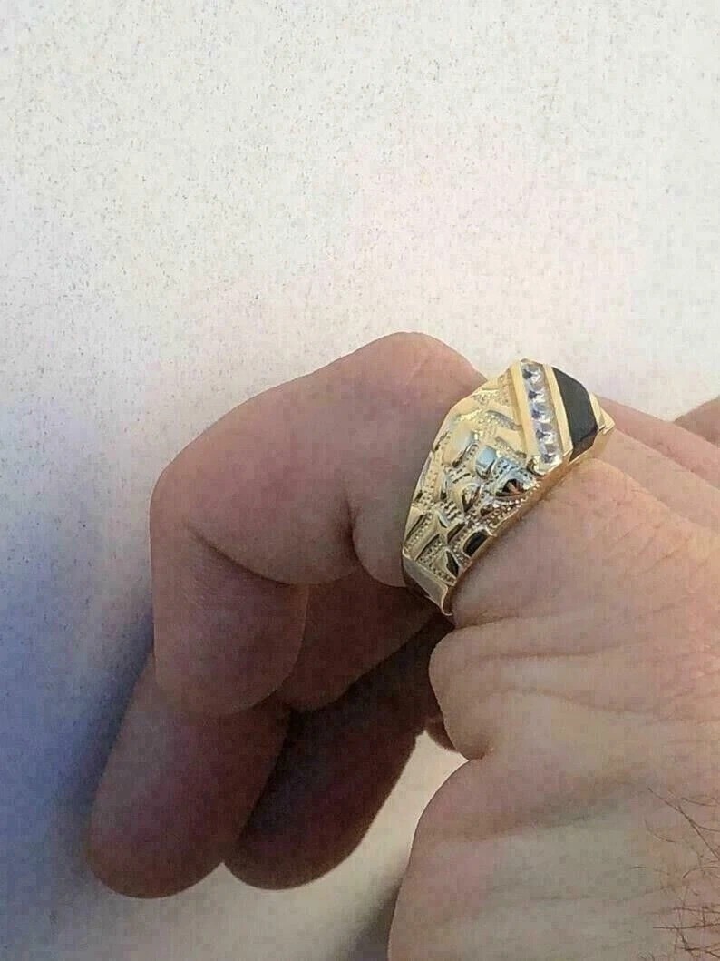 2.5CtArt Deco Round Cut Lab Created Diamond Men’s Anniversary 14K Gold FN Ring