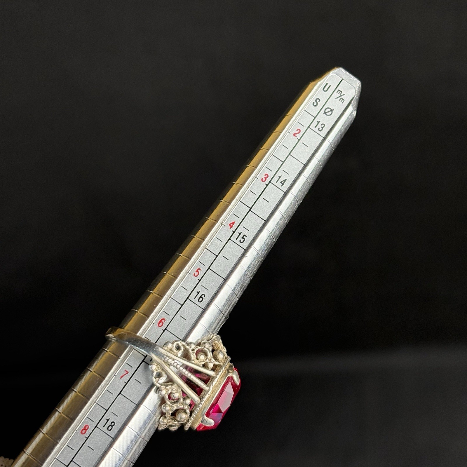 Vintage Ring Silver 875 Soviet Era Ruby size 6.5