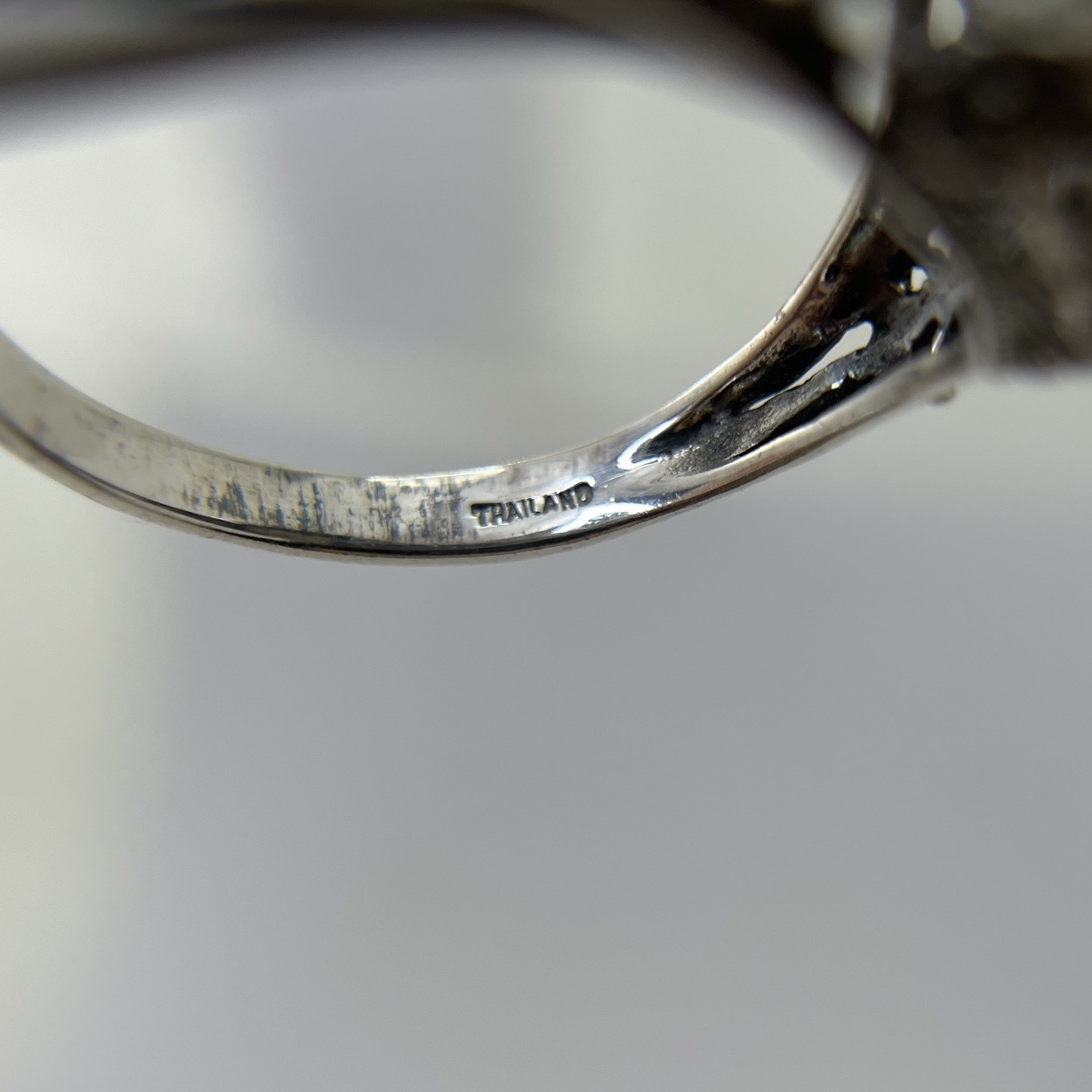 Estate Ring Smokey Gray Quartz Sterling Silver Sz 9.5 Baguette Art Nouveau Style