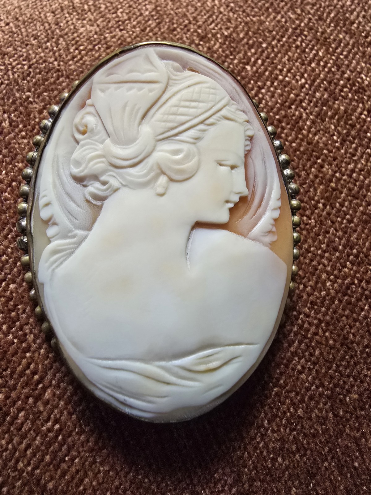 Vintage Shell Cameo Brooch Pendant
