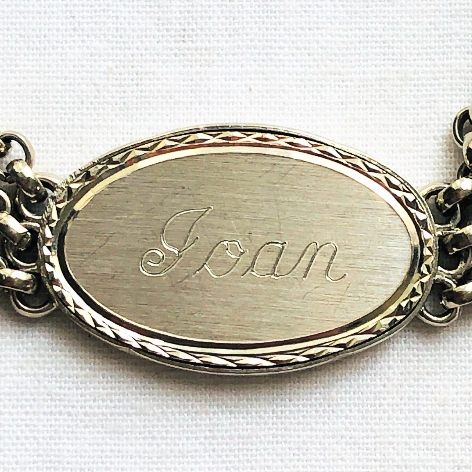 Speidel Joan ID Identity Cursive Name Bracelet Vintage Signed Jewelry Gift 7”