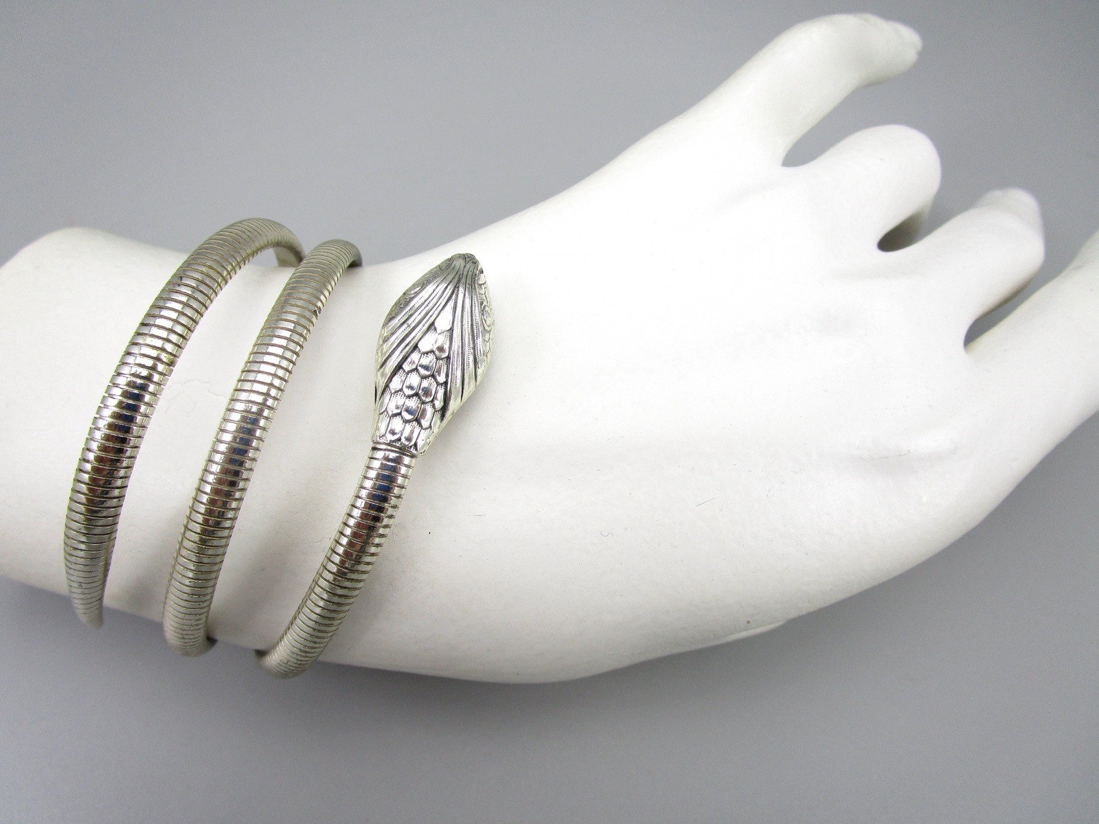 UNUSUAL FORSTNER 1940’S STERLING DOUBLE COIL SNAKE WRAP BRACELET 26G
