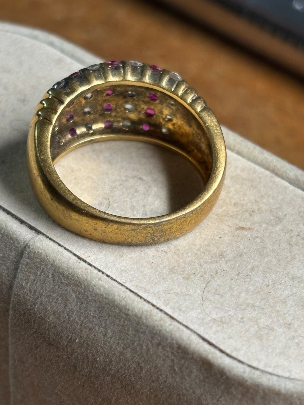 Vtg DBJ DEE BERKLEY Jewelry 925 sterling silver gold RUBY & CZ men’s RING size 8