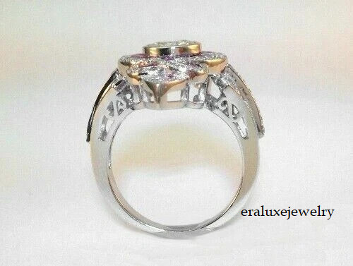 3.10Ct Art Deco Style Lab Created Diamond Anniversary 14K White Gold Finish Ring