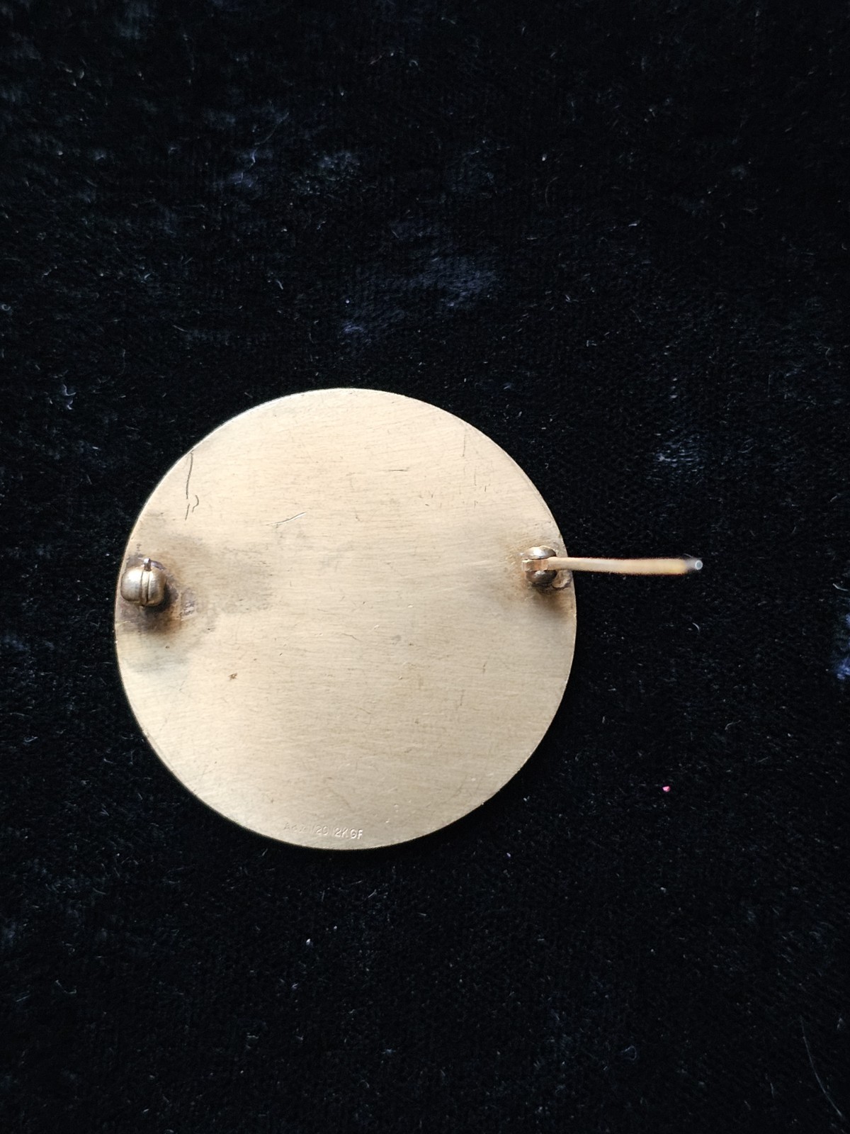 Vtg Monogram SSB Brooch Signed A.Z 1/20th 12K Gold Filled Round Circle 1.25″