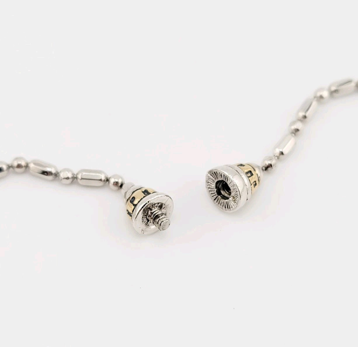 Vtg TJ Necklace John Medeiros Bamboo 16″ Chain Golden CZ Designer Roman Jewelry