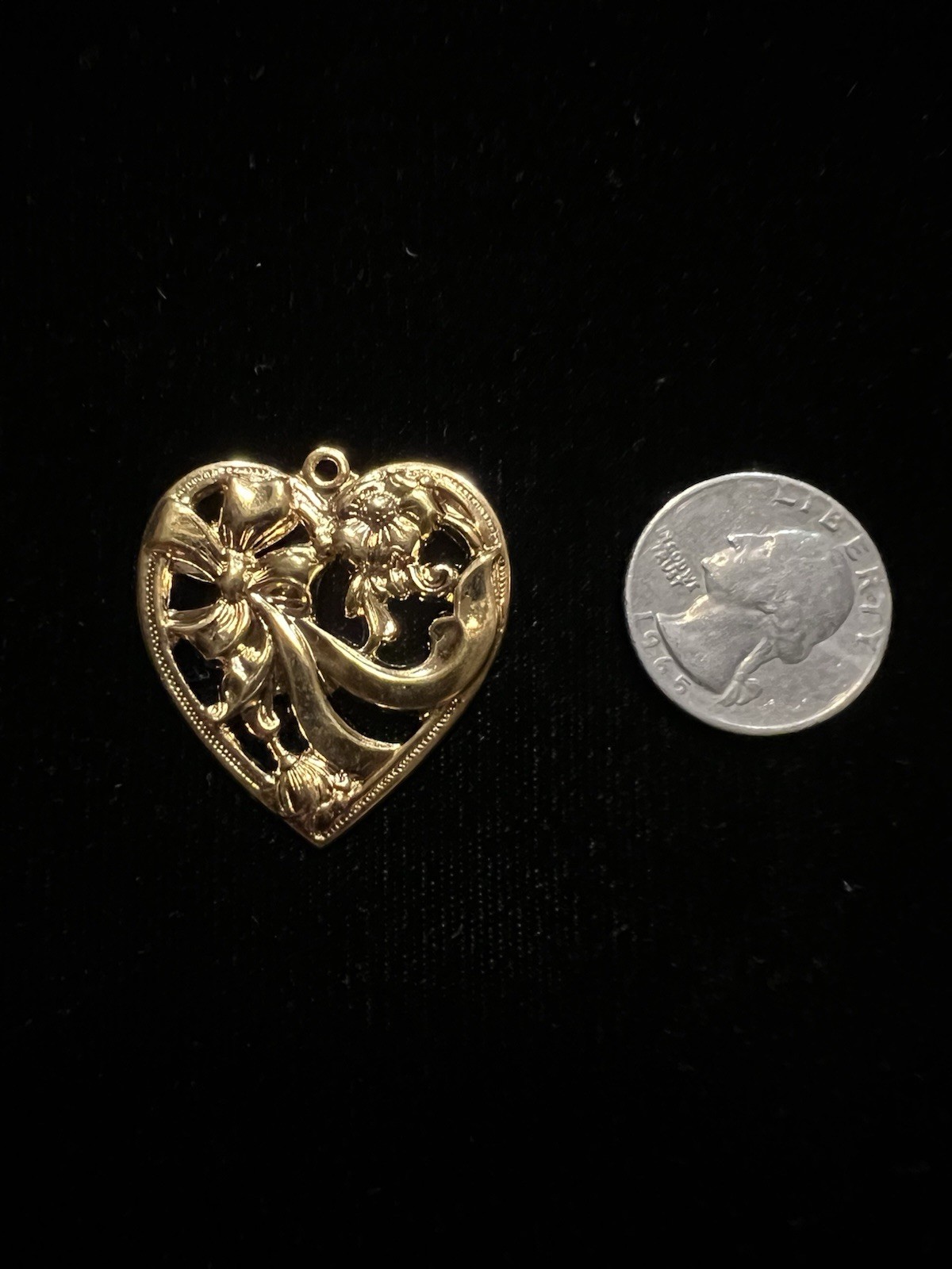 Vintage Heart 22K Plated Brass Stamping for Jewelry design from Famous Maker NOS