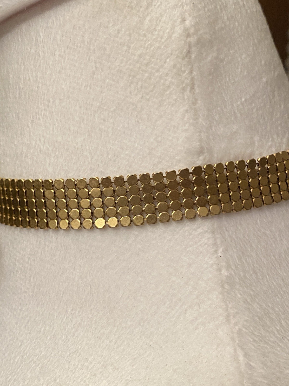 Vintage Gold Tone Metal Mesh Choker Necklace Estate Jewelry