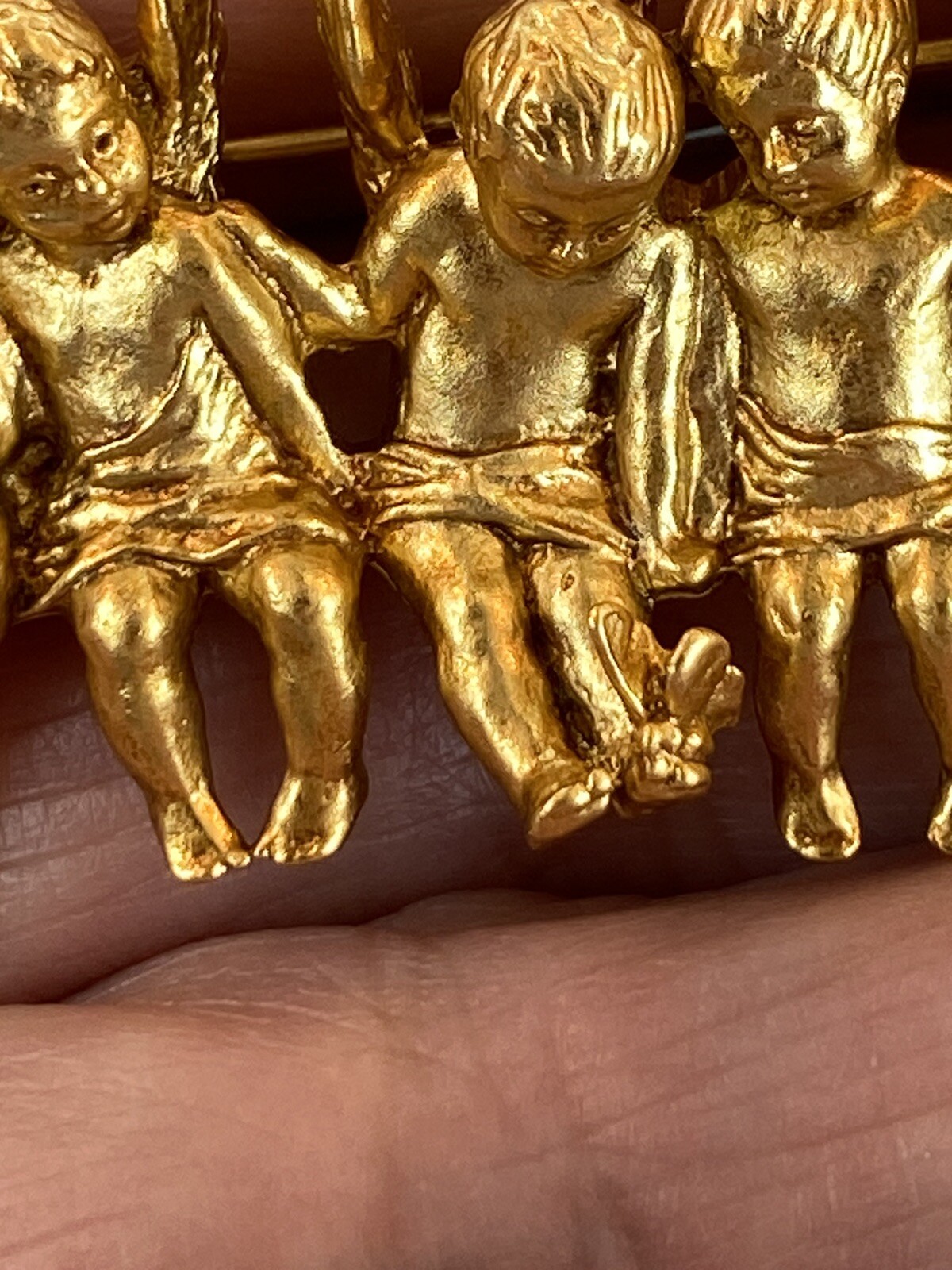 I Am Edgar Berebi My All In A Row Angel child Vintage Brooch pin jewelry 24kplat