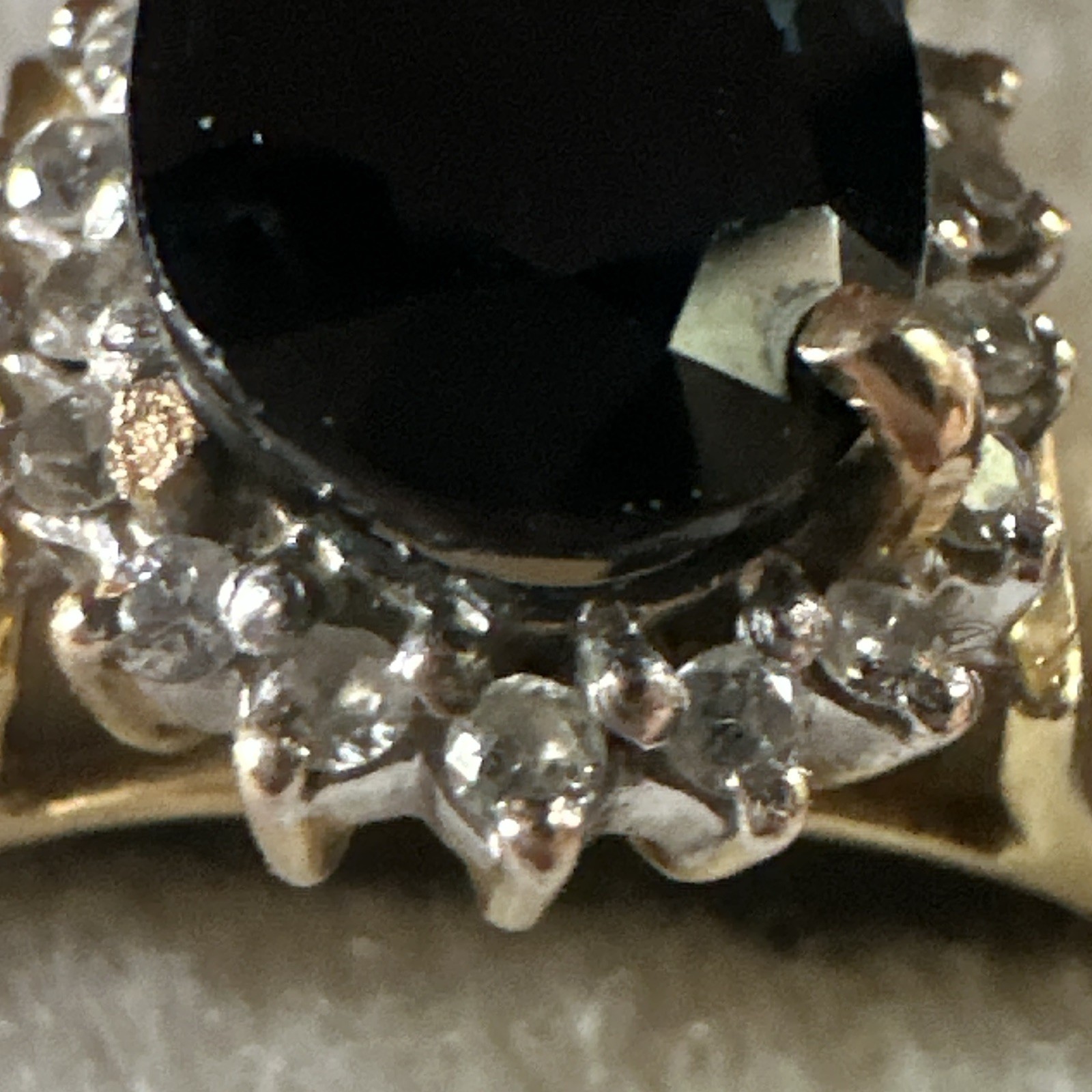 Vintage Yellow Gold Oval Blue Sapphire Halo Cluster Ring, Diamond Accents, 4/5