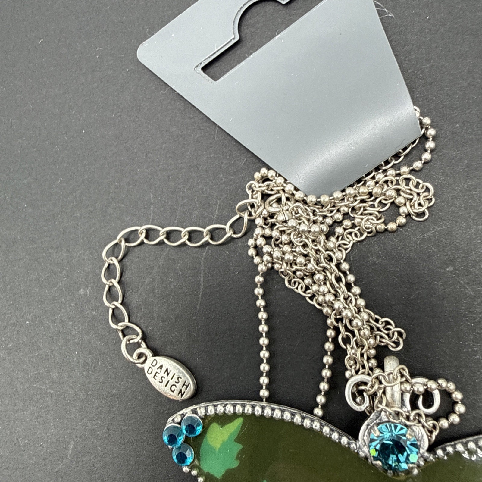 Pilgrim Danish Design Signed Butterfly Necklace Silver Tone C81c