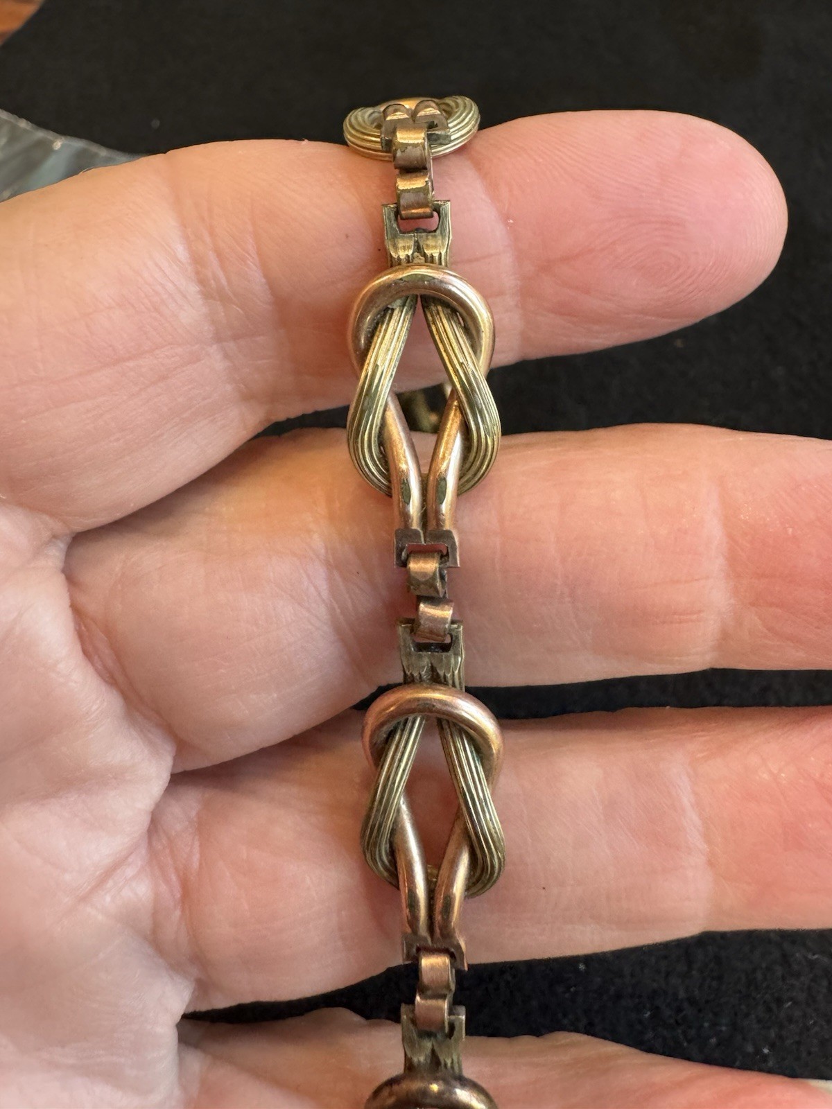 Vintage Two Tone Gold Square Knot Bracelet