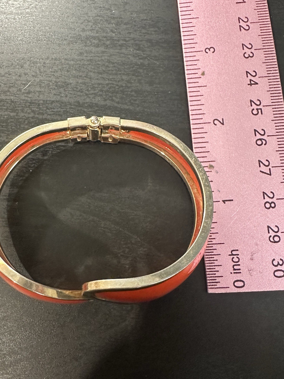 Vintage Orange Enameled Hinged Bracelet