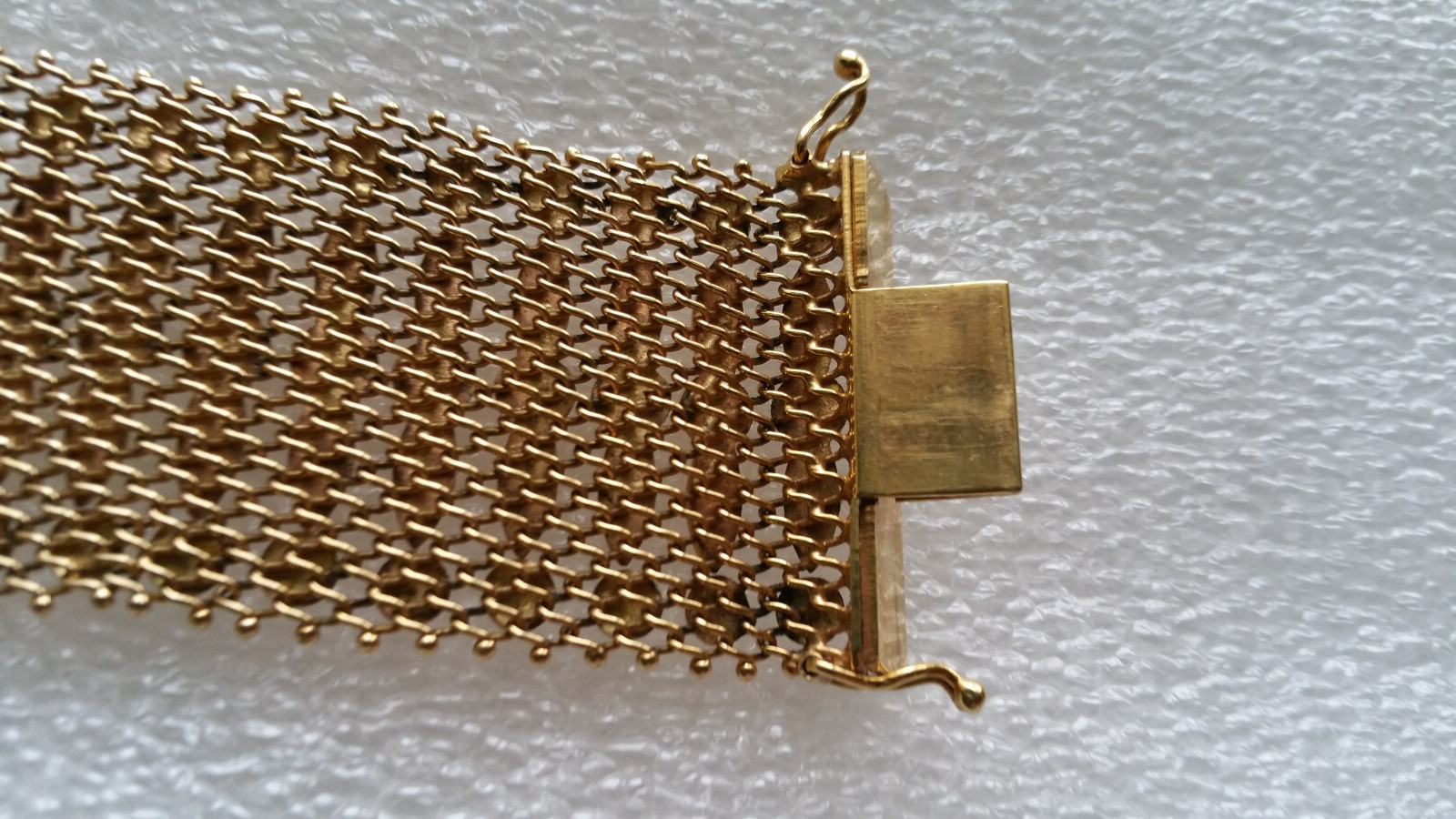Italian Mesh Bracelet 18k Gold Charm Wide Vintage Yellow Woven Women’s Men’s Old