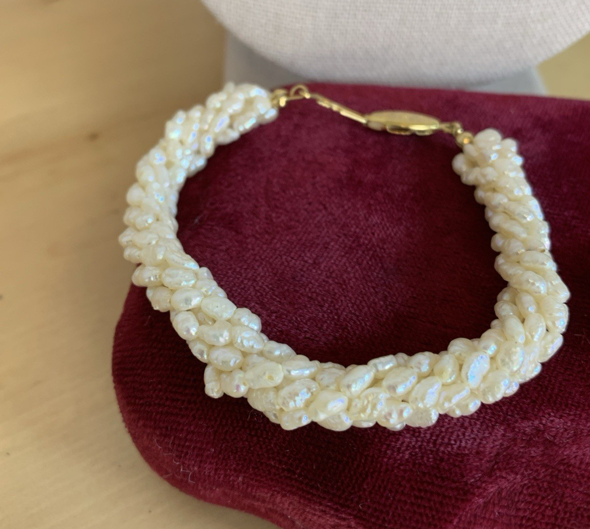 Vintage Seed Pearl Necklace Bracelet Earrings Set Gold Tone Bridal Wedding