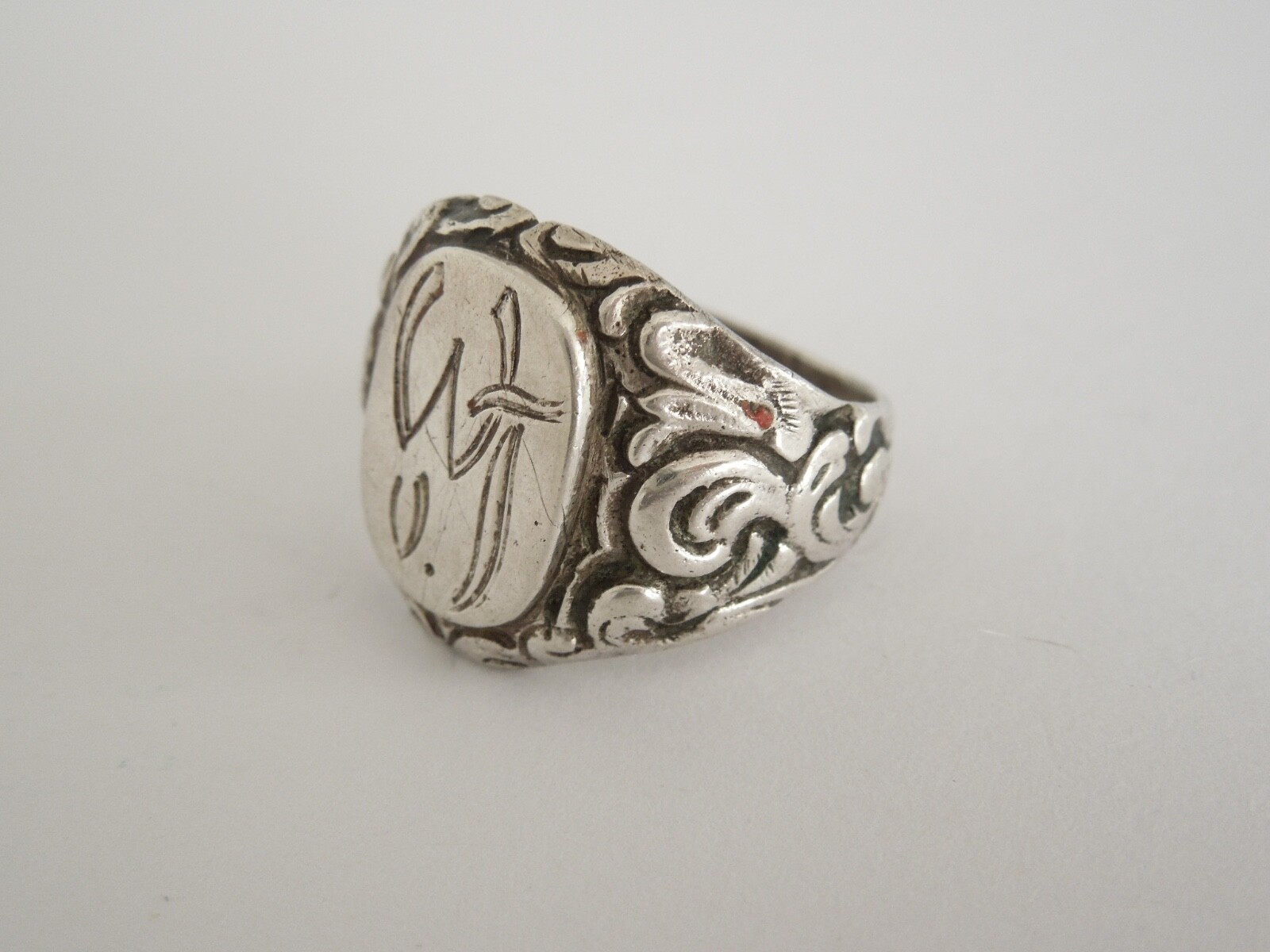 800 Silver Signet Ring Monogram WvT 9.5 G/Gr.57