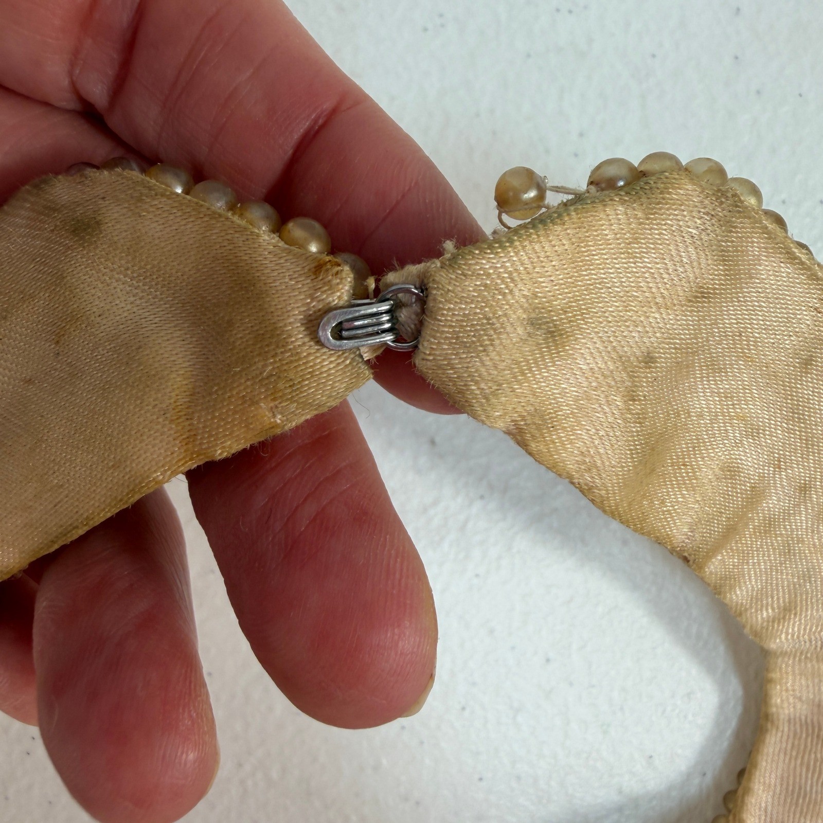 Vintage Necklace Choker Collar Faux Pearl Beaded Mid-Century Old Hollywood Glam