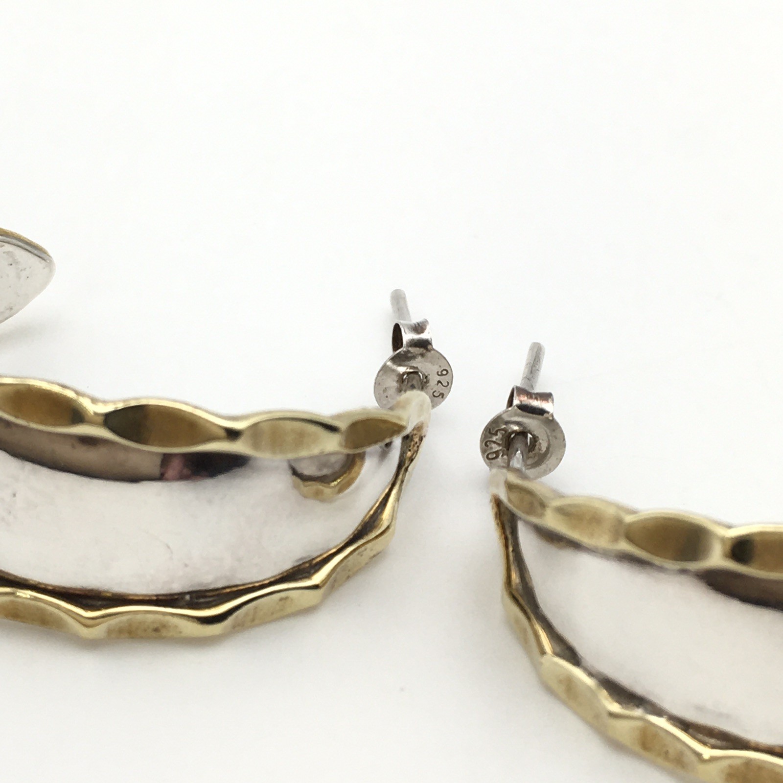 Vintage Sterling Silver 1.5” Southwestern J Hoop Earrings Marked 925 8.6g #07