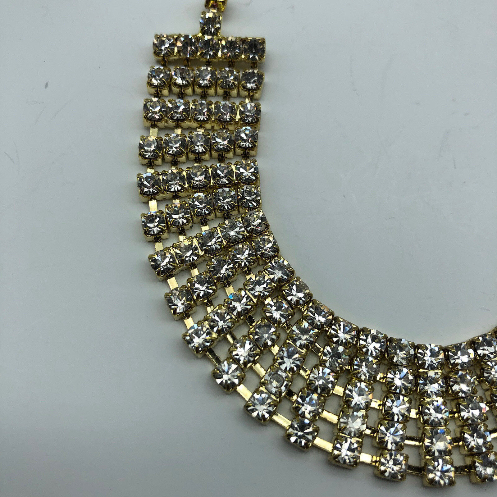 Beautiful rhinestone necklace signed unknown maker bridal prom drag