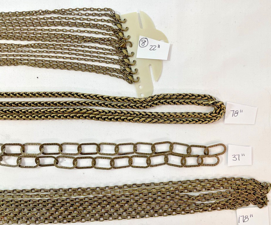 Vintage to Modern Antiqued Brass Jewelry Chain – NOS – 17 Pieces – 63 Feet Total