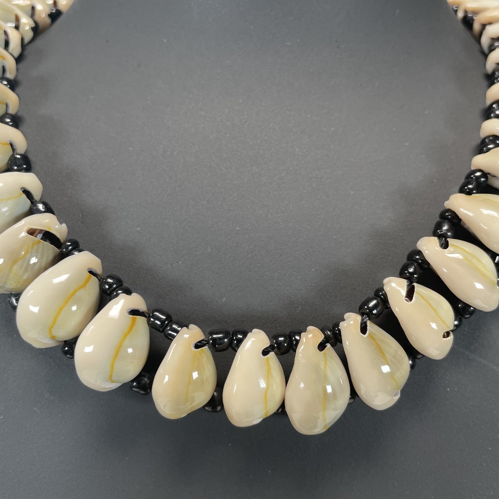 African Handmade Bold Cowrie Shells & Black Accent Beads Necklace & Bracelet