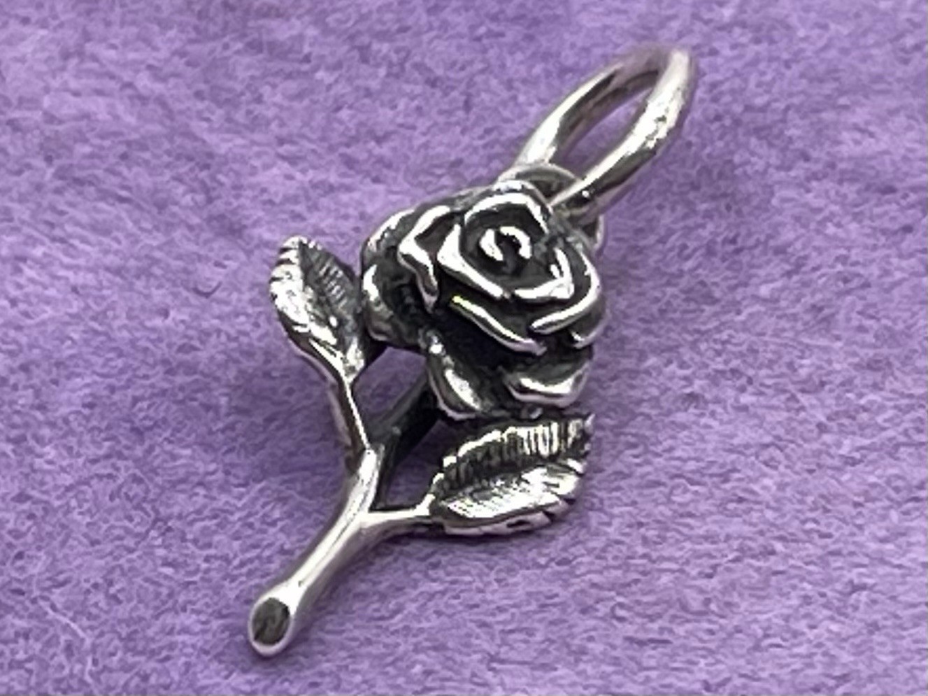 Retired RARE James Avery Rose SHORT Stem Flower Charm Uncut Loop Sterling Silver