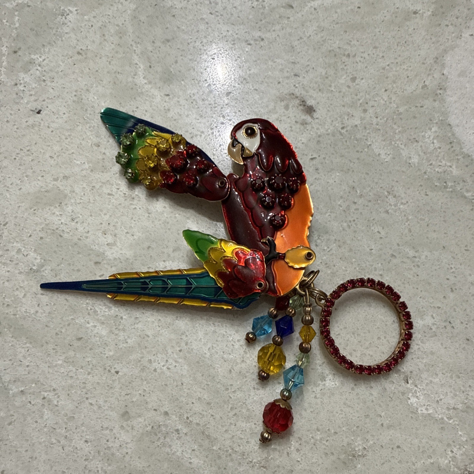 Lunch at the Ritz Macaw Parrot Brooch only Enamel Rhinestone