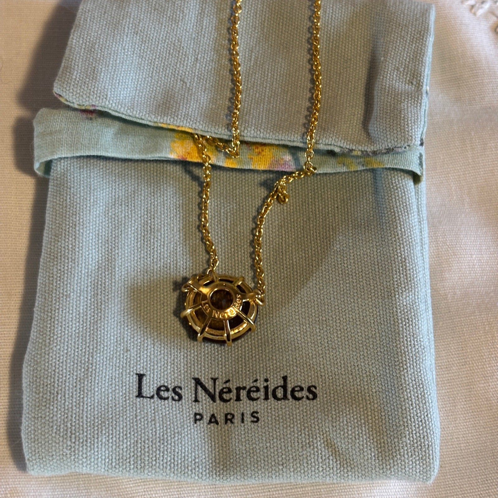 Les Nereides La Diamantine Golden Brown Round Stone Pendant Necklace