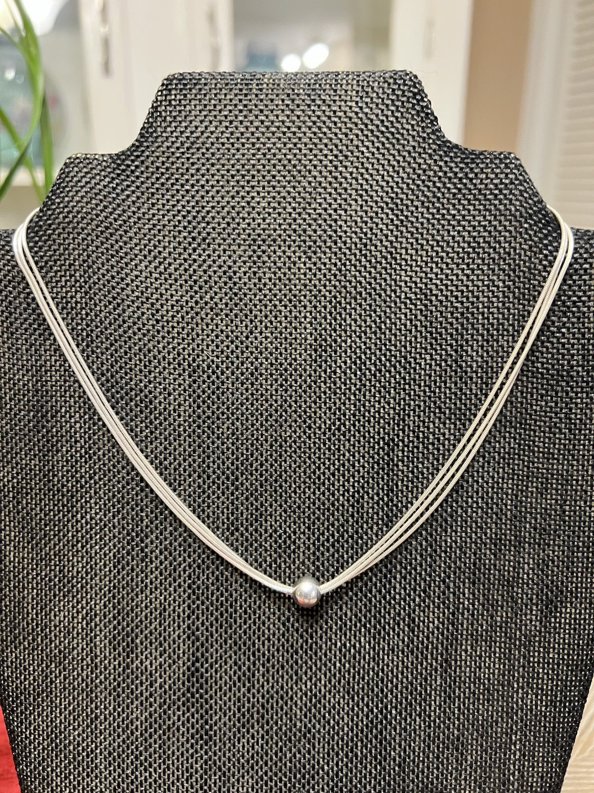 VINTAGE ESTATE STERLING SILVER 925 SLIDING BALL AND 3 CHAIN NECKLACE SET 16”