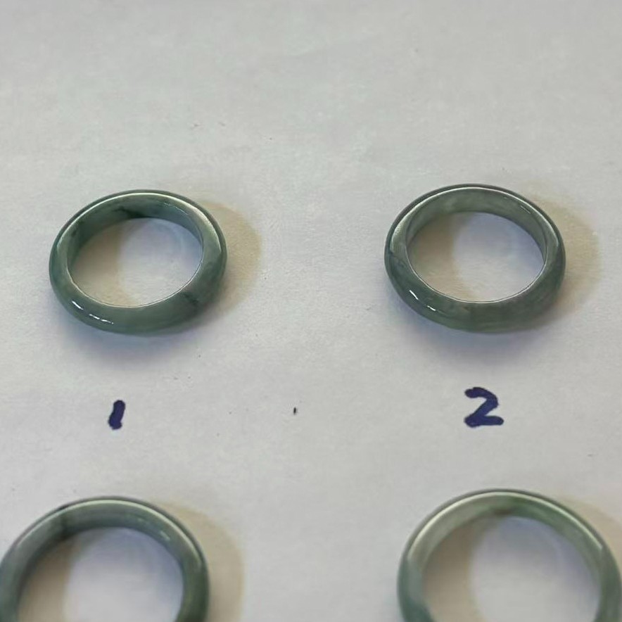 Hi-grade Natural green Jade Jadeite Rings Thin Band, Width about 3 mm