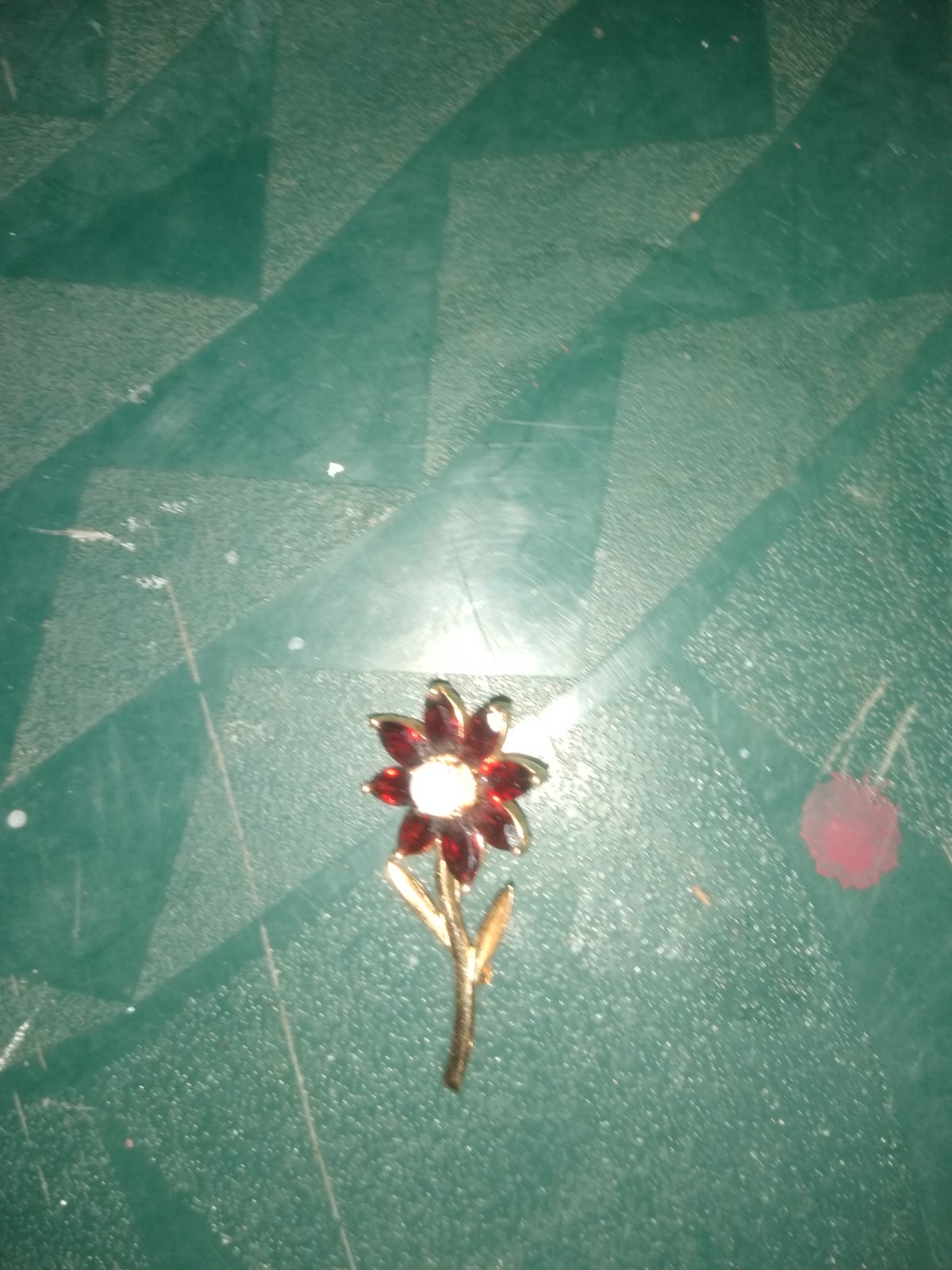 OPAL AND GARNET 14K YELLOW GOLD FLOWER PIN BROOCH