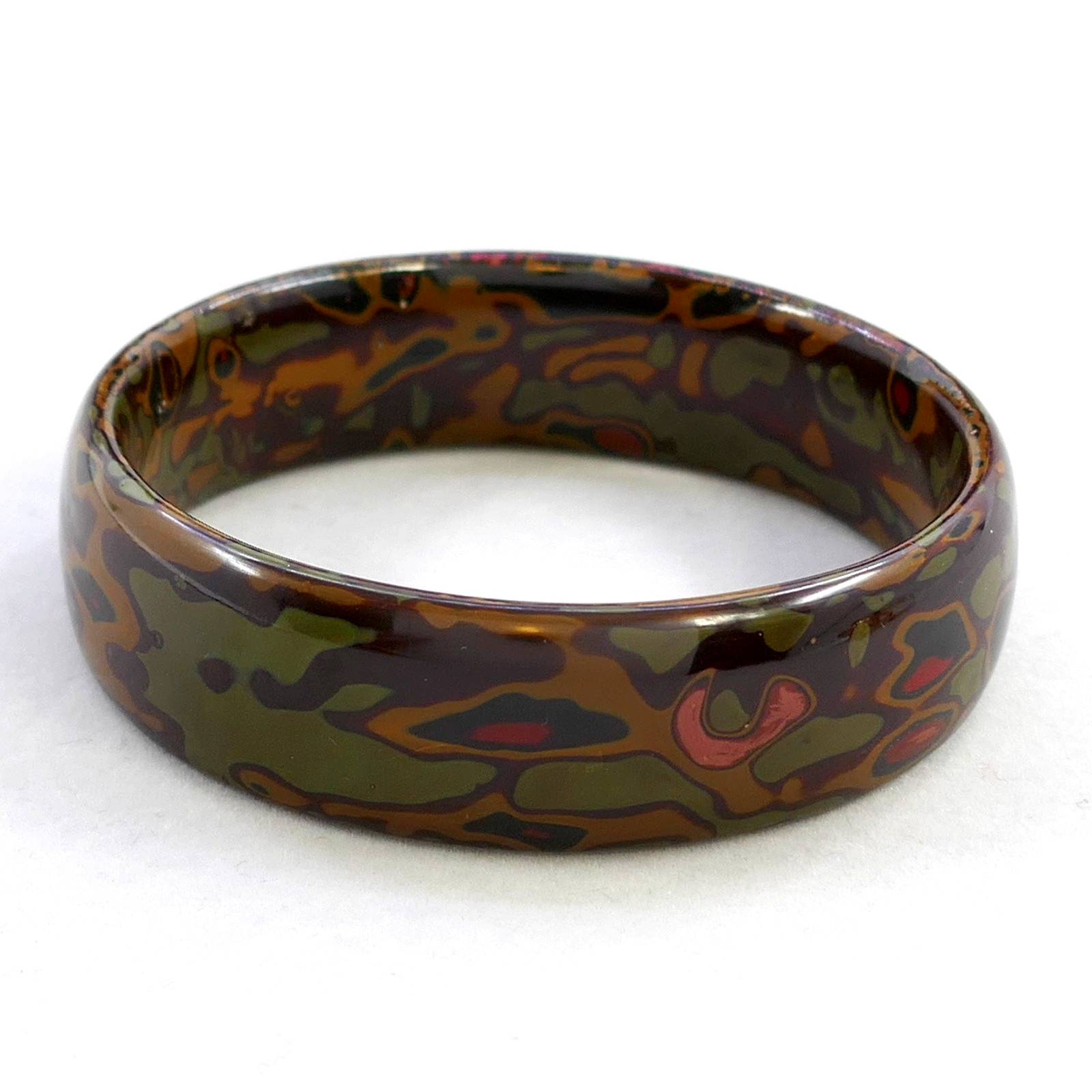 VINTAGE JAPANESE IRO URUSHI LACQUER “CAMO BAKELITE” BANGLE BRACELET