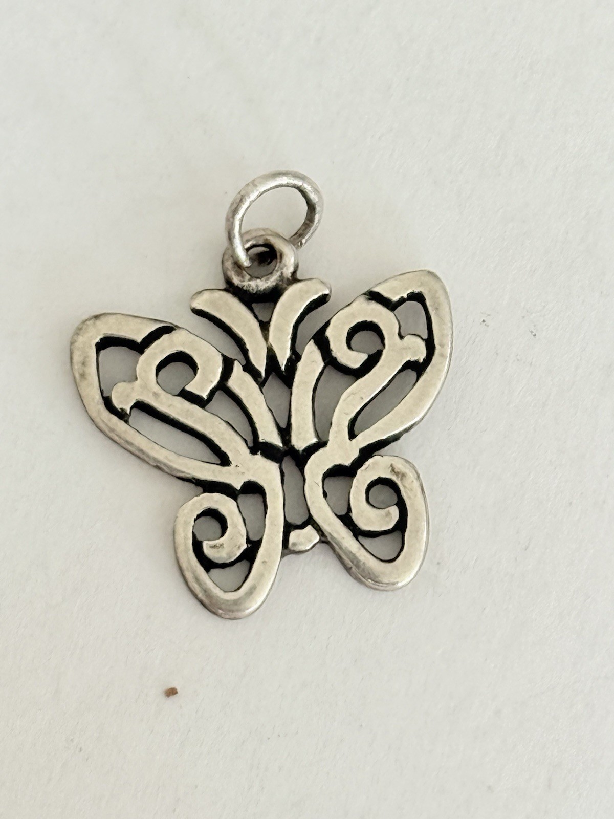 Vintage Retired James Avery Lace Wing Butterfly Pendant Charm Sterling Silver