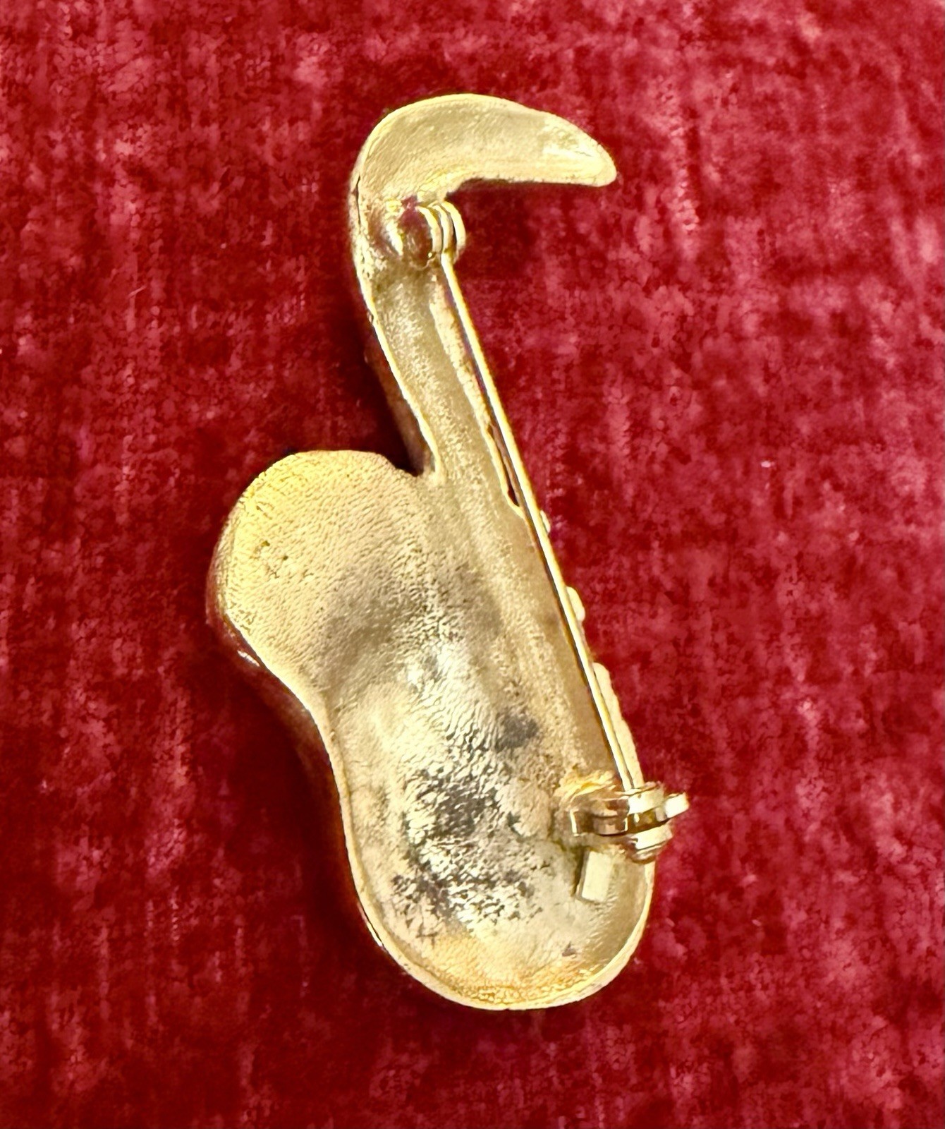 Goldtone Saxophone Brooch/Pin 2 Inches Long Very Good Condition