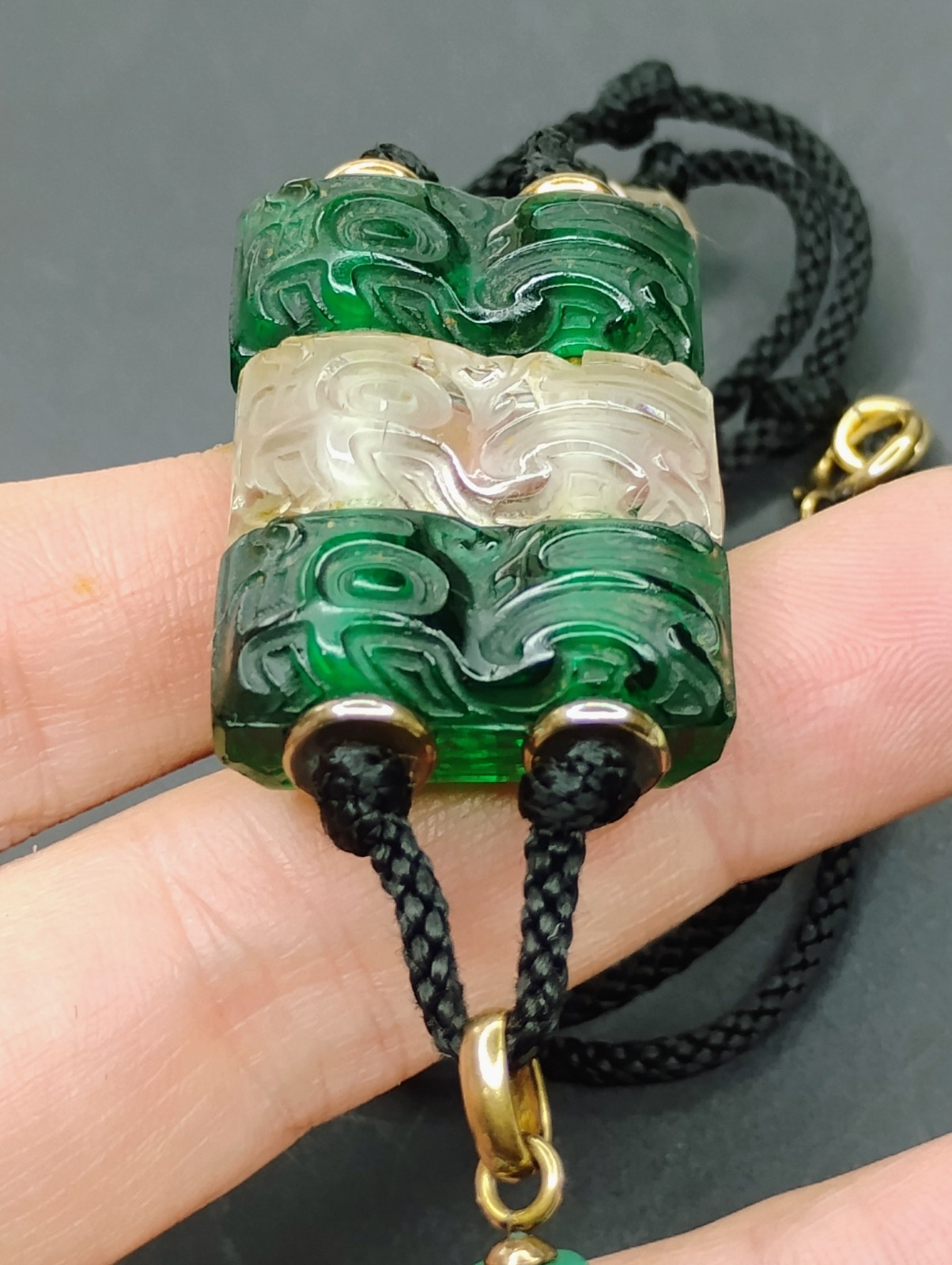 Antique 1920’s France Oreum Metal And Glass Necklace & Bracelet Set